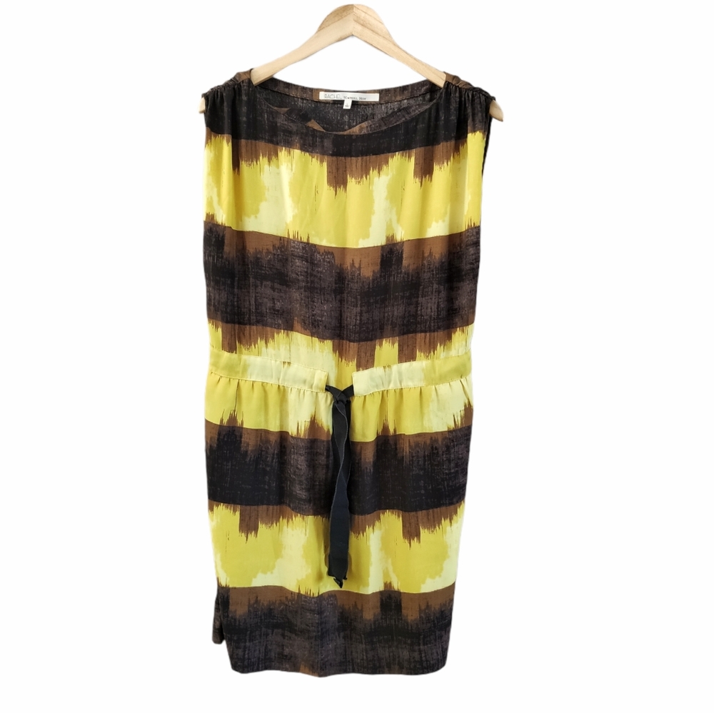 RACHEL Rachel Roy Yellow Brown Black Striped Dress